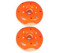 IMIKEYA 2pcs Latex Squeaky Dog Donut Shape Interactive Chew for Puppies Orange Pet Entertainment Relieves Boredom and Supports Teething Play Indoors Outdoors