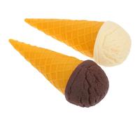IMIKEYA 2pcs Lifelike Ice Cream Cone Plastic Waffle Cone Play Food Set for Ice Cream Shop Decor and Photography Props, 5.7inch Fake Dessert Display Models for Pretend Play