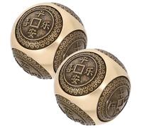 IMIKEYA 2pcs Metal Handball Metal Hand Balls Brass Solid Brass Six-Sided Relief Patterns Finger Dexterity Hand Muscle Exercise Gym Meditation Elegant Design Intricate Engravings Unique