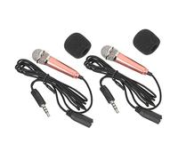 IMIKEYA 2pcs Mini Singing Microphones with Earphones for Phone and Computer, Portable Recording Mic Set for Karaoke, Video and Voice Recording, Gold Compact Design Suitable for Travel and Home Use