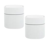 IMIKEYA 2pcs Mini Waste Bin with Hygienic Push Lid, 2l Small Plastic Trash Can for Bathroom Counters and Kitchen, Compact Sturdy Structure Desk Bin for Vanity, Study Table and Bedside