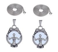 IMIKEYA 2PCS Mirroring Woman Pendant Necklace Stainless Steel Hip Hop Style with Chain Lightweight Jewelry for Women