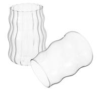 IMIKEYA 2pcs Ml Glass Coffee Cup for Drinks and Water, Modern Elegant Ribbed Glassware, Stable and Versatile Drinking Cup Suitable for Everyday Casual Use