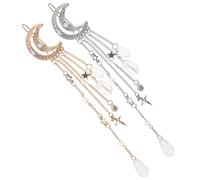 IMIKEYA 2pcs Moon Shape Tassels Hair Barrettes Hair Clips Ponytail Holder Clamps for Women Wedding Guest