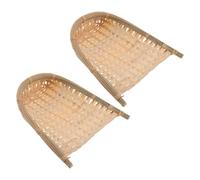 IMIKEYA 2pcs Natural Bamboo Woven Dustpans Basket Set with Elegant Craftsmanship, Flat Shallow Design for Food Storage and Quick Garbage Removal, Decorative Kitchen Dustpan for Reducing