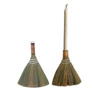 IMIKEYA 2pcs Natural Whisk Broom, Vietnamese Straw Broom Sweeping Corn Thai Grass, No Static Asian Duster stick Handheld Brush Wood Handle for Dirt Debris