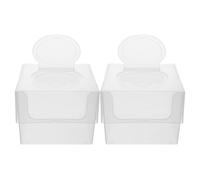 IMIKEYA 2pcs Plastic Wet Tissues Storage Case with Fine Flip Cover, Compact and Portable Square Wipes Container Box for Home and Travel, Design Suitable for Cotton Pads