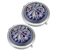 IMIKEYA 2pcs Portable round Makeup Mirrors for Women, Super-compact Two-sided Gilded Pocket Mirrors, Chic and Elegant Style, Can Be Carried inside Your Bag Or Purse