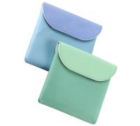 IMIKEYA 2Pcs PU Leather Sanitary Napkin Storage Bag Set, Portable Washable Menstrual Pad Pouch with Zipper, Decorative Small Period Organizer Bags for Women and Teen