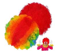 IMIKEYA 2pcs Rainbow and Red Clown Wigs Afro Style for Adults, Curly Pride Wigs for Cosplay, Disco, Circus Costume and Party Dress-up Accessories