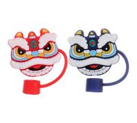 IMIKEYA 2pcs Reusable Silicone Straw Caps with Lion Head Design Comfortable to Touch Straw Tip Covers Suitable for Different Parties Covers for Reusable