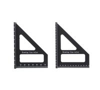 IMIKEYA 2pcs Right Triangle Ruler Multi-angle Measuring Ruler Aluminium Alloy Black Imperial and Metric Precision Marking Tool for Woodworking, Carpenters and Engineers