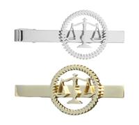 IMIKEYA 2pcs Scale of Justice Necktie Pins - Stainless Steel Libra Scale Tie Bars Pin - Silver Gold Tie Clip for Men - Business Dress Suit Accessories 2.2 Inch