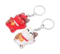 IMIKEYA 2pcs Soft Pvc Fortune Cat Keyrings 3d Lucky Cat Bag Charms Keychain Pendant for Car and Backpack White Red Keychain Accessories