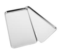 IMIKEYA 2pcs Stainless Steel Baking Tray Set with Grill Rack, Multi-Functional Oven Cookie Sheet for Home and Restaurant Use, Sturdy Kitchen Bakeware for Roasting and Grilling