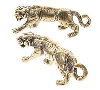 IMIKEYA 2pcs Vintage Brass Tiger Keychain Creative Chinese Zodiac Tiger Ornament for Car and Office Decor Handcrafted Statue with Smooth Detailing Lucky Feng Shui Pendant for Home and Desk