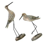 IMIKEYA 2pcs Vintage Wooden Seagull Figurine Bird Statues with Long Legs, Mediterranean Style Coastal Bird Ornaments for Home Décor, Easy to Place with Stable Colours