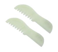 IMIKEYA 2pcs Xiuyan Jade Massage Comb for Scalp and Facial Gua Sha Ergonomic Design Multi-functional Jade Scraping Board Handheld Fine Tooth Brush for Hair and Skin Care