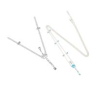 IMIKEYA 2Pcs Zirconia Belly Chain Stainless Steel Navel Body Jewelry for Women Multipurpose Waist Pendant Beach Accessories Blue White