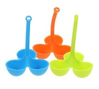 IMIKEYA 3-hole Silicone Egg Poacher Rack with Handle Safe for Microwave and Dishwasher Use Orange Egg Steamer Holder for Kitchen Boiled Cooking 3 Pcs Set Random Color