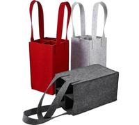 IMIKEYA 3 Pcs Wine Bottle Carrier Tote Bags with Dividers Felt Wine Bottle Pouches Reusable Grocery Bags for Travel Picnic Camping - Burgundy, Light Grey Dark Grey
