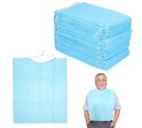 IMIKEYA 30Pcs Disposable Adult Bibs, Disposable Elders Towels Disposable Adult Tie- Back Poly Bibs Waterproof Feeding Lunch Bibs for Elderly
