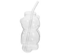 IMIKEYA 320ml Glass Bear Coffee Cup with Thick Round Bottom and Good Hand Feeling, Adorable Cartoon Style for Home and Pub Use, Unique Stylish Glass Drinking Cup