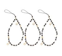 IMIKEYA 3pcs Black Star Pendant Phone Wrist Strap Beaded Anti-drop Universal Phone Lanyard Wristband for Women Mobile Keychain Charm