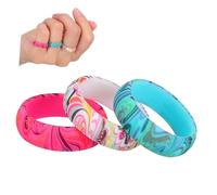 IMIKEYA 3Pcs Bohemian Style Wide Silicone Wedding Rings Set for Women Stackable Rubber Bands Colors Comfortable Skin Friendly for Sports Everyday Wear