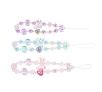 IMIKEYA 3pcs Bow Beaded Phone Lanyard with Heart Charm Pendant Cute Cellphone Chain Strap Wrist Keychain for Camera Wallet Accessories Comfortable Carry and Stylish Protection