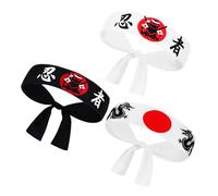 IMIKEYA 3PCS Breathable Japanese Samurai Headbands for Men Women Ninja Karate Hachimaki Accessories Comfortable Polyester Sports Bandanas for Training and Daily Wear