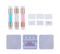 IMIKEYA 3pcs Double Head Acrylic Nail Stamper Set with Silicone Templates Manicure Nail Art Tool for Home and Salon Use Includes White Pink and Blue Colors