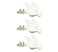 IMIKEYA 3pcs Funeral Brooch Peace Dove Charms Set, Elegant White Zinc Alloy Dove Lapel Pins with Symbolic Meaning and Rust Resistant Feature, for Daily Wear and Parties