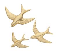 IMIKEYA 3pcs Golden Resin Swallow Wall Art Flying Bird Sculpture