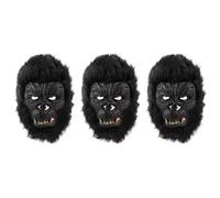 IMIKEYA 3pcs Halloween Gorilla Head Mask for Adults with Lifelike Shape, Black Latex and Plush Material, Easy to Wear and Remove, for Fancy Dress Party and Bar, Scary and Creative