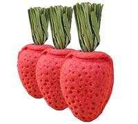 IMIKEYA 3pcs Hamster Chew Small Strawberry Shape Chewing Sticks Set for Small Animals Rabbit Biting Chinchilla Chew Props Boredom Breaker