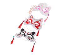 IMIKEYA 3pcs Hand Painted Fox Mask for Halloween Animal Cosplay Soft Comfortable Half Face Masks for Adults and Creative Kawaii Party Accessory for Masquerade and Festival Role Play