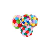 IMIKEYA 3pcs Interactive Cat Balls Set Colorful Craft Pompon Fun for Teasing and Furniture Protection Energy-consuming Rainbow Cat Play Balls Random Color