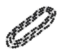 IMIKEYA 3pcs Mens Stylish Rhinestone Beaded Necklaces Black White Lengths Smooth Touch Elegant Jewelry for Versatile Wear