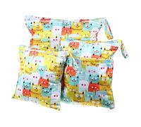 IMIKEYA 3Pcs Reusable Diaper Storage Bags Cat Print Wet Dry Pouches for Nursery Organization Diaper Storage