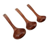IMIKEYA 3pcs Wooden Soup Spoons with Long Handles for Home Use, Comfortable and Easy to Hold, Curved Shape, Simple and Stylish Traditional Design for Cooking and Dining Random Color