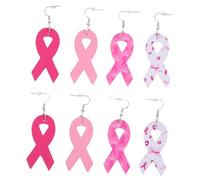 IMIKEYA 4 Pairs Decorative PU Leather Dangle Earrings for Breast Health Awareness Ribbon Drop Earrings Chic Jewelry for Women for Formal Occasions and Support Campaigns