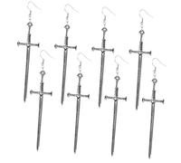 IMIKEYA 4 Pairs Punk Metal Sword Dangle Earrings for Women Vintage Drop Jewelry Lightweight Retro Ear Accessories for Parties Beach and Daily Wear