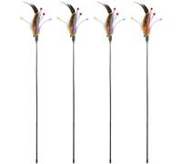IMIKEYA 4 Pcs Cat Teaser Stick Set with Feather Ring and Bell, Plastic Handle with Anti-skid Grip for Interactive Playing, Strengthens Pet Relationship, for Cats and Kittens Random Color