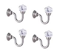 IMIKEYA 4 Pcs Clear Crystal Curtain Rope Holdbacks Wall Mounted Tassel Curtain Tieback Hook Multi Use Wall Hook Coat Hanger with Screws(Silver)