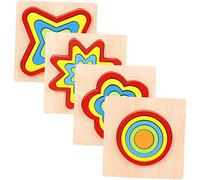 IMIKEYA 4 Sets Wooden Building Blocks Educational Puzzle for Cognitive Shape Recognition Includes Gear Flower for Creative Play and Skill Development