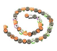 IMIKEYA 40 Pcs Halloween Skull Pumpkin Ghost Polymer Clay Beads Cute Multi-Color Charms for DIY Bracelet Necklace Jewelry Halloween Party Costume Accessories
