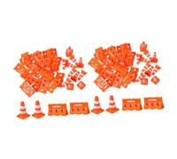 IMIKEYA 48 Pcs Mini Traffic Cones and Fence for Educational Traffic Safety Training Plastic Roadblock and Safe Behavior