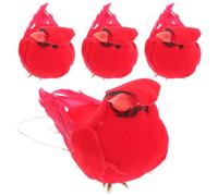 IMIKEYA 4pcs Artificial Red Birds Garden Decoration with Realistic Foam Plumage, Lifelike Slender Design for Tabletop and Holiday Decorations, Creates A Lively Atmosphere
