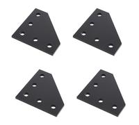 IMIKEYA 4pcs Black Aluminum Alloy L Shape 5-Hole Corner Brackets, Firm and Stable Joint Plates with Simple Design, Easy to Install for Industrial Frame Reinforcement